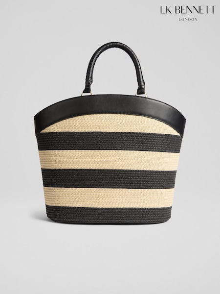 LK Bennett Natural Beatrice Paper Plait Handle Fabric Blend Tote Bag (F84022) | £169